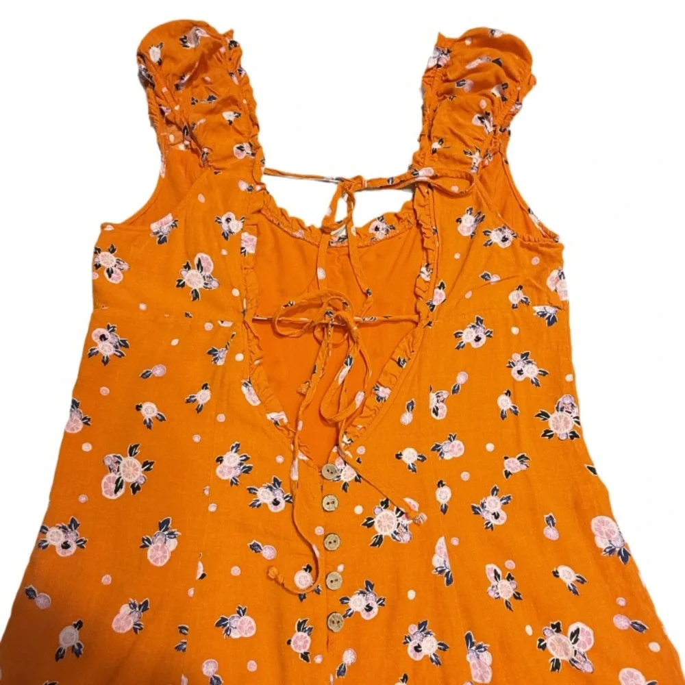 FREE PEOPLE | Like A Lady Mini Dress Orange Summer Beach Vacation Floral Boho